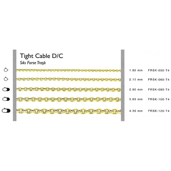Tight Cable D/C 1,8 mm 45 cm 1,85 gr 14 K 585